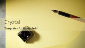  Presentation with calligraphy - Amazing presentation design having nib-pen-for-calligraphy backdrop and a blonde colored foreground