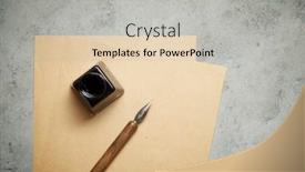  Presentation with calligraphy - Colorful PPT theme enhanced with nib-pen-for-calligraphy backdrop and a light gray colored foreground