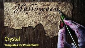  Presentation with writing pen - Audience pleasing PPT theme consisting of nib pen in a yellowish backdrop and a wine colored foreground