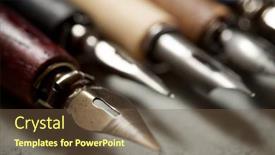  Presentation with calligraphy - Presentation design featuring nib-pens-for-calligraphy background and a tawny brown colored foreground