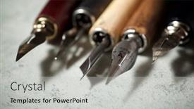  Presentation with calligraphy - Cool new PPT theme with nib-pens-for-calligraphy backdrop and a light gray colored foreground