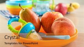  Presentation with bowl - Slide deck enhanced with nibbler in bowl with fruits background and a gold colored foreground