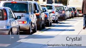  Presentation with traffic congestion - Cool new PPT layouts with nibelungen bridge in evening traffic backdrop and a light blue colored foreground