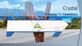  Presentation with highway road sign - PPT theme having nicaragua flag wooden sign background and a light blue colored foreground