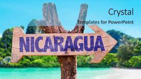  Presentation with teal beach wood - Colorful presentation design enhanced with nicaragua wooden sign with beach backdrop and a arctic colored foreground