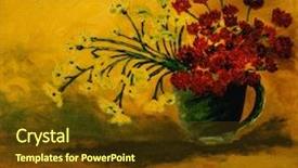  Presentation with painting - Presentation theme featuring nice abstract original oil painting background and a tawny brown colored foreground