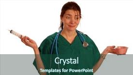  Presentation with caring - Theme with nice and caring young nurse or doctor isolated on white background and a ocean colored foreground