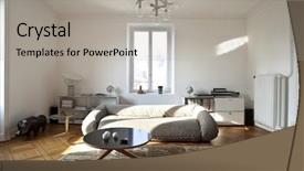  Presentation with furniture - Amazing PPT layouts having nice apartment refitted living-room backdrop and a light gray colored foreground