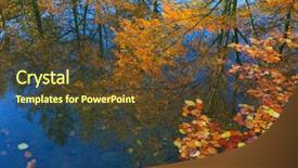  Presentation with water leaf - Colorful presentation design enhanced with nice autumn trees reflection backdrop and a tawny brown colored foreground
