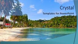  Presentation with white sand - Beautiful slide deck featuring nice beach with white sand backdrop and a light blue colored foreground