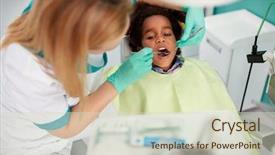  Presentation with black dental - PPT theme consisting of bad teeth - female dentist repair tooth background and a soft green colored foreground