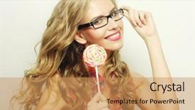  Presentation with lolipop - Audience pleasing presentation consisting of nice blond girl with lolipop backdrop and a coral colored foreground
