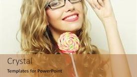  Presentation with lolipop - Beautiful theme featuring nice blond girl with lolipop backdrop and a gold colored foreground