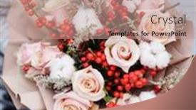  Presentation with pink roses - Presentation design having nice bouquet with pink roses background and a coral colored foreground