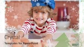  Presentation with christmas baking - Beautiful slide deck featuring nice boy baking at home against christmas frame backdrop and a coral colored foreground