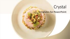  Presentation with cheesecake - Presentation theme consisting of nice cheesecake on the plate isolated on white background and a lemonade colored foreground