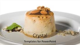  Presentation with cheesecake - Presentation theme featuring nice cheesecake on the plate isolated on white background and a coral colored foreground