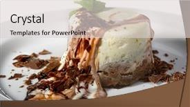  Presentation with cheesecake - Theme featuring nice cheesecake on the plate isolated on white background and a light gray colored foreground