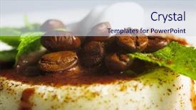  Presentation with cheesecake - Slide deck enhanced with nice cheesecake on the plate isolated on white background and a sky blue colored foreground