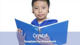  Presentation with music book - Colorful slide set enhanced with nice child holding a book listening music backdrop and a teal colored foreground