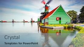  Presentation with dutch bank - Presentation design featuring colorful windmills on the bank background and a light blue colored foreground