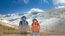  Presentation with active life - Slides having nice-couple-climbing-the-mountain background and a coral colored foreground