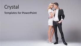  Presentation with couple - Cool new slide set with nice couple posing backdrop and a light gray colored foreground