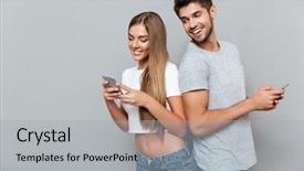  Presentation with painted by me nice - Cool new PPT theme with nice couple with telephones man backdrop and a light gray colored foreground