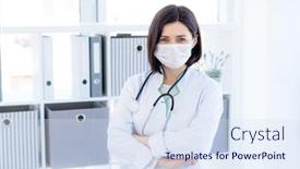  Presentation with face mask - Audience pleasing presentation theme consisting of nice-doctor-wearing-face-mask backdrop and a sky blue colored foreground