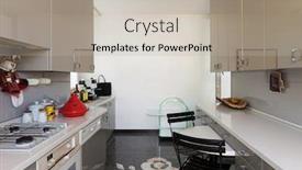  Presentation with classic - PPT theme featuring nice domestic kitchen of a classic apartment background and a mint green colored foreground