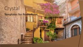  Presentation with italy - Audience pleasing slide set consisting of nice-entrance-of-a-house backdrop and a coral colored foreground