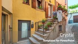  Presentation with italy - Cool new PPT theme with nice-entrance-of-a-house backdrop and a violet colored foreground