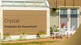  Presentation with vancouver - PPT theme with nice-entrance-of-a-house background and a coral colored foreground