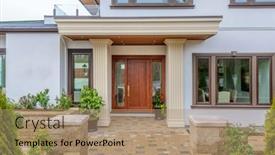  Presentation with luxury house - Colorful PPT theme enhanced with nice-entrance-of-a-luxury backdrop and a coral colored foreground