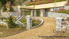  Presentation with luxury house - Audience pleasing slide set consisting of nice-entrance-of-a-luxury backdrop and a coral colored foreground