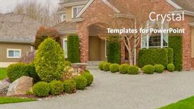  Presentation with luxury house - Presentation theme featuring nice-entrance-of-a-luxury background and a coral colored foreground