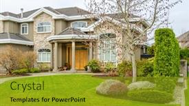  Presentation with luxury house - Amazing presentation theme having nice-entrance-of-a-luxury backdrop and a gold colored foreground