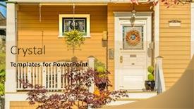  Presentation with luxury house - Presentation design consisting of nice entrance of a luxury house over outdoor landscape background and a yellow colored foreground