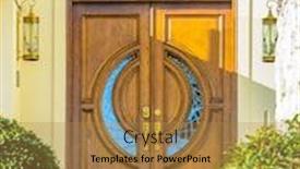  Presentation with luxury house - PPT theme enhanced with nice entrance of a luxury house over outdoor landscape background and a gold colored foreground