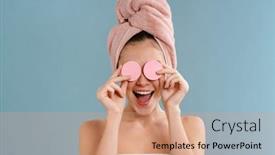  Presentation with sponges - Slides having nice-excited-girl-wearing-towels background and a coral colored foreground