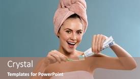  Presentation with toothpaste - Beautiful slides featuring nice-excited-girl-wearing-towels backdrop and a coral colored foreground