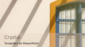  Presentation with drop - Colorful PPT theme enhanced with nice facade mediterranean house in spain with drop shadows backdrop and a lemonade colored foreground