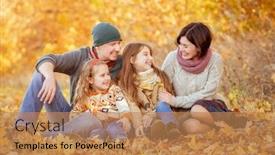  Presentation with autumn - Cool new slides with nice-family-sitting-in-autumn backdrop and a coral colored foreground