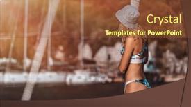  Presentation with sunset sailing - Slide set with nice-female-chilling-out background and a tawny brown colored foreground