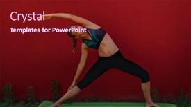  Presentation with mind body - Audience pleasing PPT theme consisting of nice-female-doing-stretching-outdoors backdrop and a tawny brown colored foreground