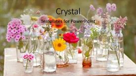  Presentation with bottles - Audience pleasing presentation theme consisting of nice flowers in the bottles backdrop and a coral colored foreground