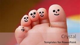  Presentation with faces - Presentation featuring nice-foot-of-a-baby background and a coral colored foreground