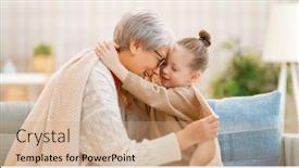  Presentation with good - Amazing slide deck having nice-girl-and-her-grandmother backdrop and a coral colored foreground