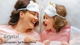  Presentation with sleep time - Cool new slide deck with nice-girl-and-her-mother backdrop and a coral colored foreground