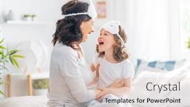  Presentation with sleep time - Cool new PPT theme with nice-girl-and-her-mother backdrop and a soft green colored foreground